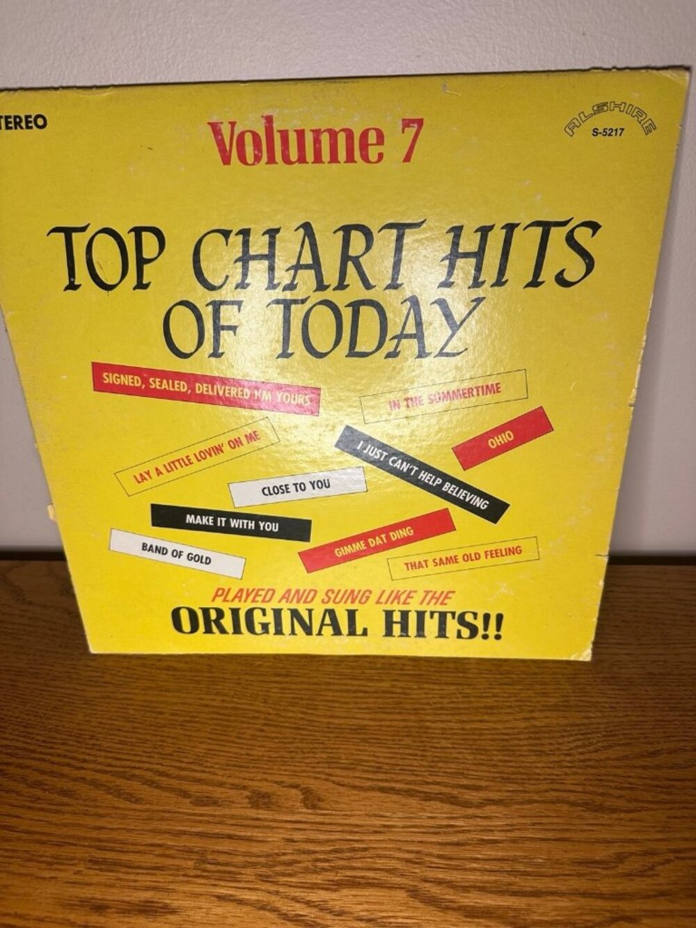 1960s Alshire Top Chart Hits Of Today Vol 7 Stereo Vinyl LP S-5217 Original Hits